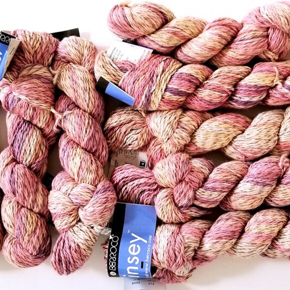 LOT 8 Berroco Linsey Cotton Linen Blend Yarn 6503 Oak Bluffs Pink Cream 912 yds - Picture 4 of 4